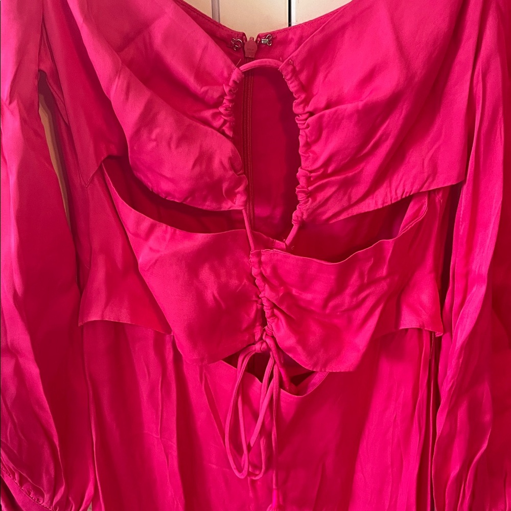 Farm Rio pink cutout long sleeve midi dress size small - Picture 4 of 8
